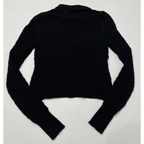 Zara Open Knit Polo Sweater in Black - Picture 4 of 4